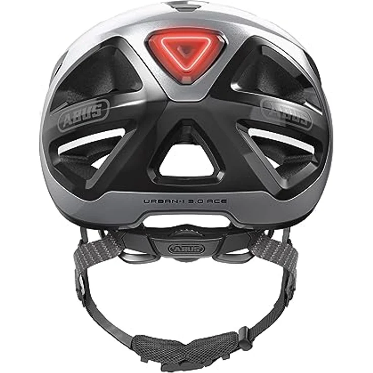 Abus Urban-I 3.0 ACE, Velohelm (56 - 61 cm) mit TriVider Gurtsystem, großer Schirm und USB wiederaufladbarem LED-Rücklicht – Bild 3