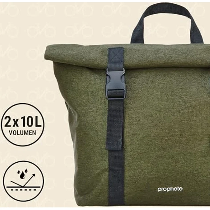 Prophete Doppelpacktasche, 2 x 10 Liter, Wasserabweisend, 29,5 x 12 x 26 cm, grün – Bild 2