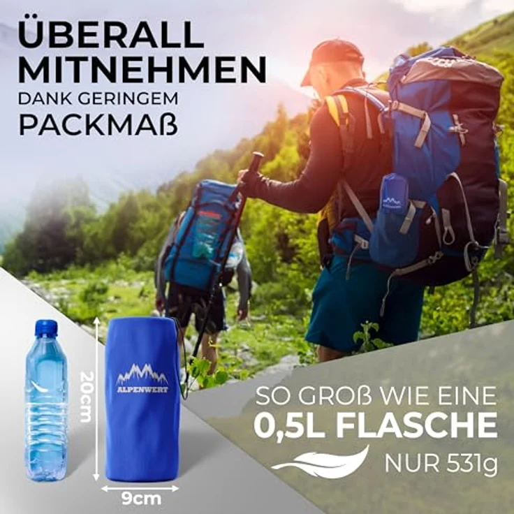 Alpenwert® Isomatte Outdoor, aufblasbare Schlafmatte, ultraleicht mit 531g, ergonomisch, kleines Packmaß 225 x 70 cm, ideal für Camping und Backpacking – Bild 3