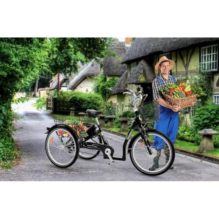 SachsenRad T3A Trio Lastenrad mit Alarmanlage, ElektroDreirad Klapprad, Shimano 7-Gang-Kettenschaltung, blau – Bild 3