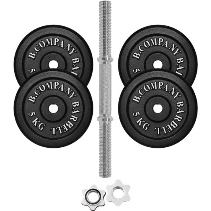 Bad Company Guss Kurzhantel-Set 22,5Kg (1 x Kurzhantelstange 35cm und 4x5Kg Hantelscheiben) Hantelset Hanteln Gewichte – Bild 2