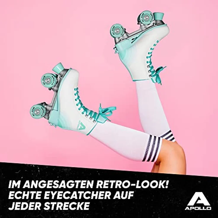 Apollo Rollschuhe Retro Discoroller, verstellbare Disco Roller Skates, größenverstellbar Rollerskates, Retro Design, Größe L, schwarz – Bild 6