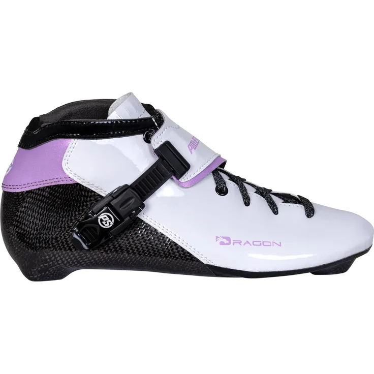 POWERSLIDE Dragon Speedskate Boot, Racing- und Marathon-Modell in Weiß, für Kinder, Damen und Herren, leicht und anpassungsfähig, Carbon- und Glasfaser-Gehäuse