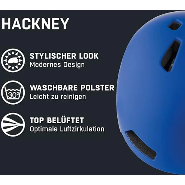 ALPINA Hackney Fahrradhelm für Kinder, Leicht, Bruchfest & Optimal Klimatisiert, Nachrüstbares LED für Gute Sichtbarkeit, royal-Blue matt, Größe S (47-51 cm) – Bild 2