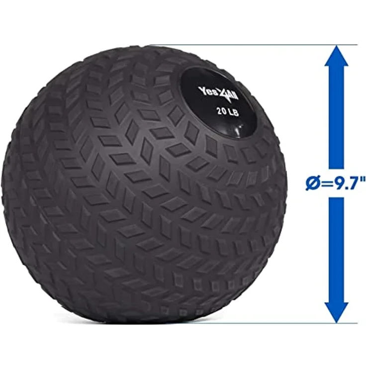 Yes4All 1YHQ Slam Balls Medizinball 9 kg, Schwarz für Kraft, Power und Training - Preisvergleich – Bild 2