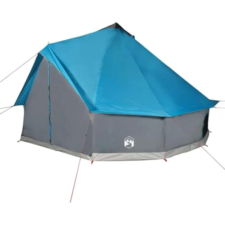 vidaXL Tipi Familienzelt 12 Personen, Campingzelt mit Netzwände, Wasserdicht Tipizelt mit E-Anschluss, Gartenzelt, Blau 185T Polyester – Bild 1