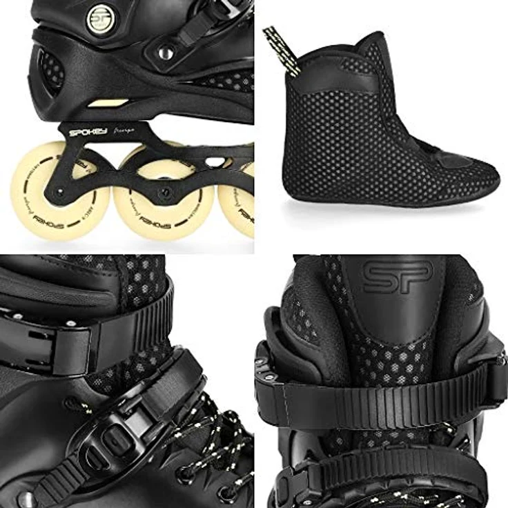 Spokey FREESPO Inline Skates (45), mit ABEC9 Chromlagern, herausnehmbarem Innenfutter und CNC-aluminiumkufen für Freestyle und Freeskating – Bild 3