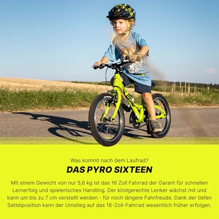 PYRO Bikes Kinderfahrrad Sixteen Small, Leichtgewichtiges 1-Gang-Fahrrad mit Aluminiumrahmen, V-Brakes & 16-Zoll-Aluminium-Laufrädern, blau – Bild 4