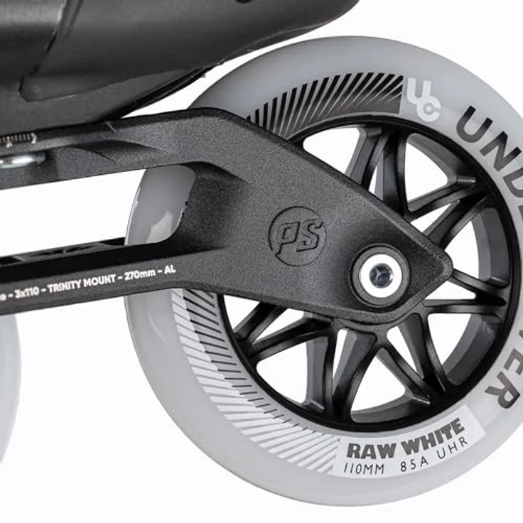 Powerslide Kaze 110, Inline Skates mit manschettenlosem Design, Schwarz auf Schwarz, ABEC 9 Lager, 110 mm Rollen – Bild 9