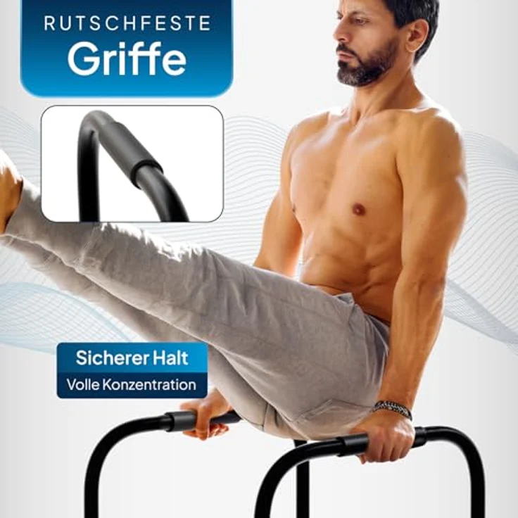 ArtSport Dip Barren Kraftstation, 500 kg belastbar, verstellbare Stangen & rutschfeste Griffe, Schwarz – Bild 5