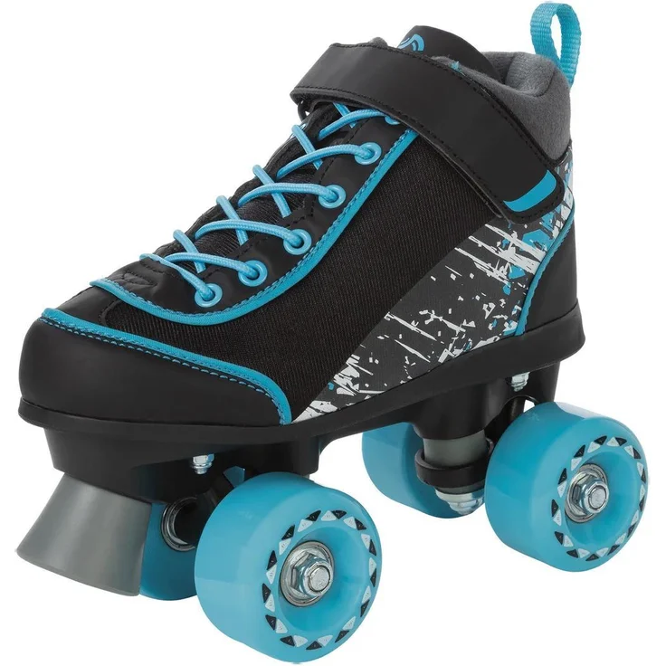 CRIVIT® Kinder Inline Skates, Rollschuhe Gr. 31/32, Schwarz/Weiß/Blau, Softboot mit ABEC-5-Kugellagern und Frontstopper