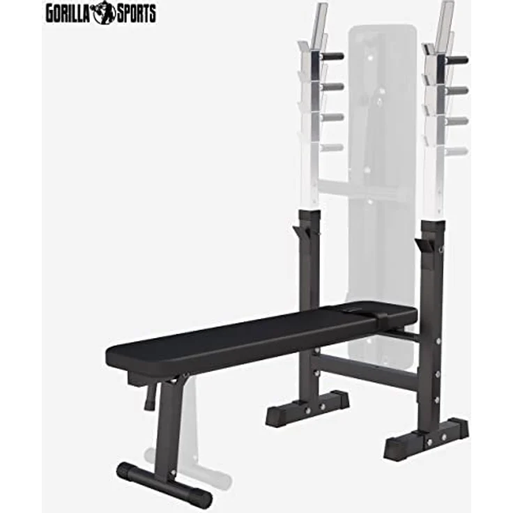 GORILLA SPORTS® Hantelbank - mit Ablage und Dip-Station, inkl. Hantelset 100kg, Verstellbar, Klappbar, Schwarz/Weiß - Drückerbank, Fitness Flachbank, Multifunktion, Trainingsbank mit Gewichten - Preisvergleich – Bild 5