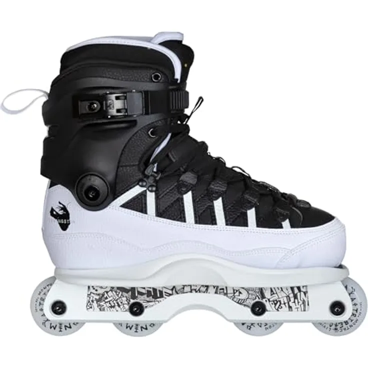 Iqon Montre Livingston Pro Skate, Inline Skates mit 45°-Schnürhaken, Höheneinstellung, schwarz-weiß