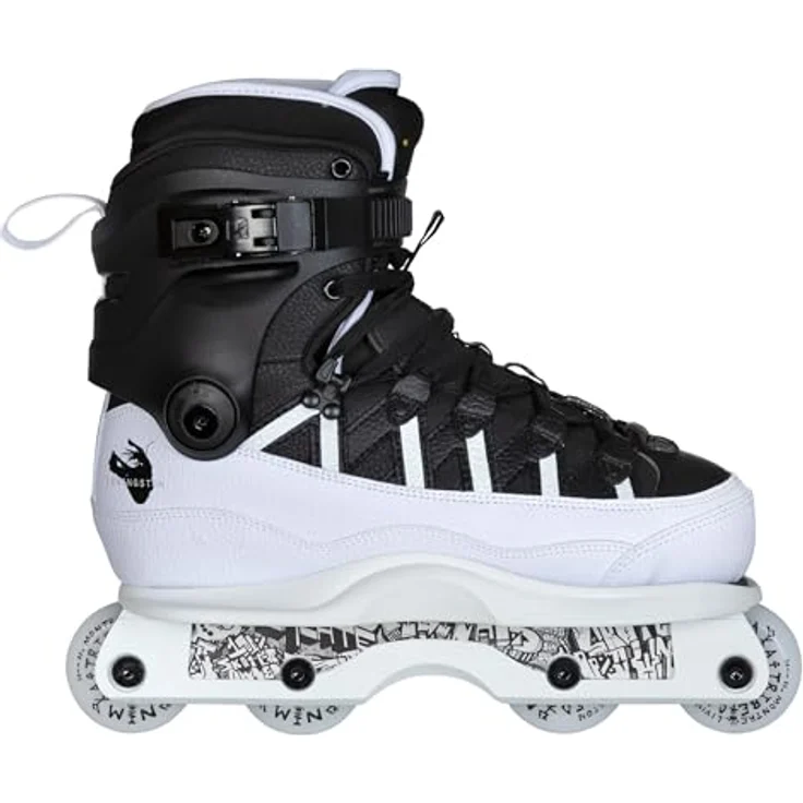 Iqon Montre Livingston Pro Skate, Inline Skates Größe 46, Schwarz-Weiß Design, glasfaserverstärkter Kunststoff, MYFIT Prime-Futter, 45°-Schnürhaken – Bild 1