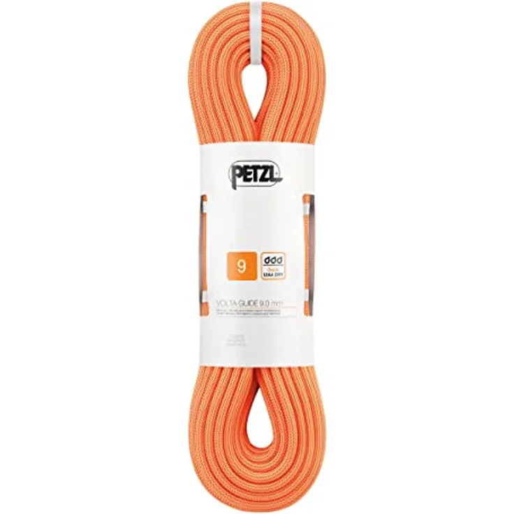 Petzl Volta Einfachseil, orange, 40m, 9mm Durchmesser, wasserabweisend, für Fels, Schnee und Eis