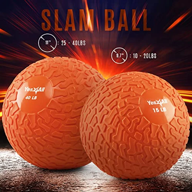 Yes4All FXF2 Slam Balls 6.8 kg für Kraft- und Workout - Slam Medizinball, Orange Bestie – Bild 2
