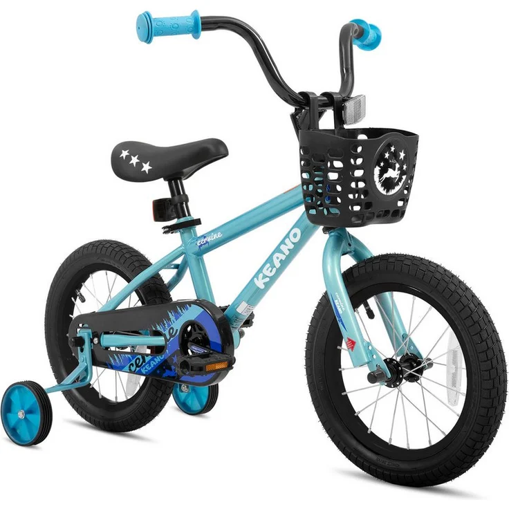 JOYSTAR Kinderfahrrad 14/16 Zoll für 3-8 Jahre, mit Stützrädern, Korb, geschlossenem Kettenschutz und bunten Graffitis
