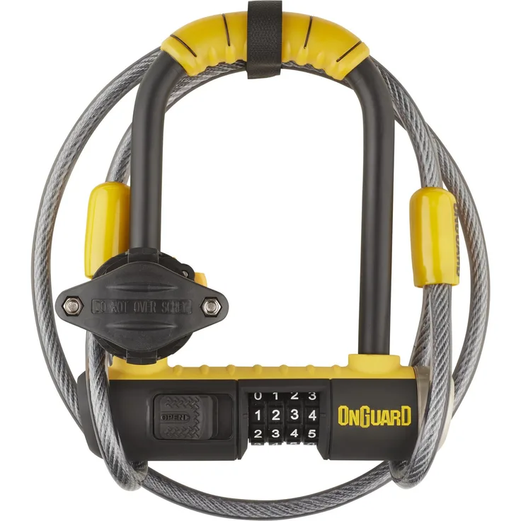 Onguard Bulldog Mini DT 8015 C.SBC, Veloschloss mit Zahlenkombination und Kabel, 14 cm, stahlverstärkt, gummiert, Sicherheitsstufe 70