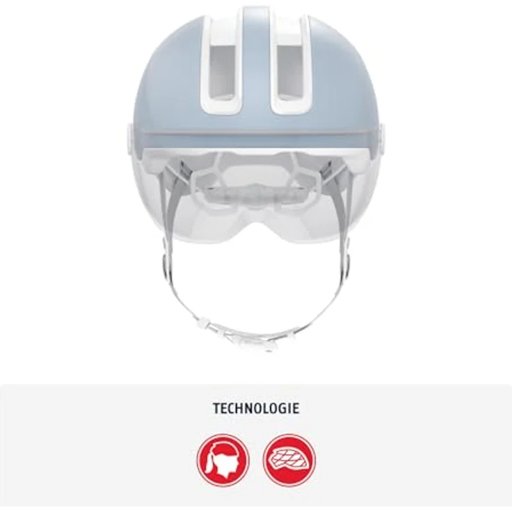 ABUS Stadthelm HUD-Y ACE, stylischer Fahrradhelm mit Visier und aufladbarem LED-Rücklicht - Schwarz, Größe M – Bild 2