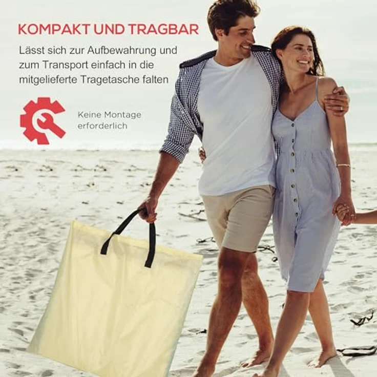 Outsunny Strandmatte 2er Set, Faltbare Strandliege mit Kopfkissen, 5-stufig höhenverstellbar, tragbar, Beige, 134 x 48 x 33-43 cm – Bild 5