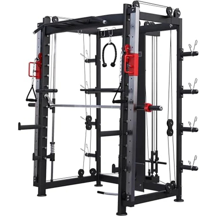 GORILLA SPORTS Kraftstation Power Rack Smith Machine - Multifunktionales Heimfitnessgerät, hohe Belastbarkeit, robustes Design, schwarz – Bild 2