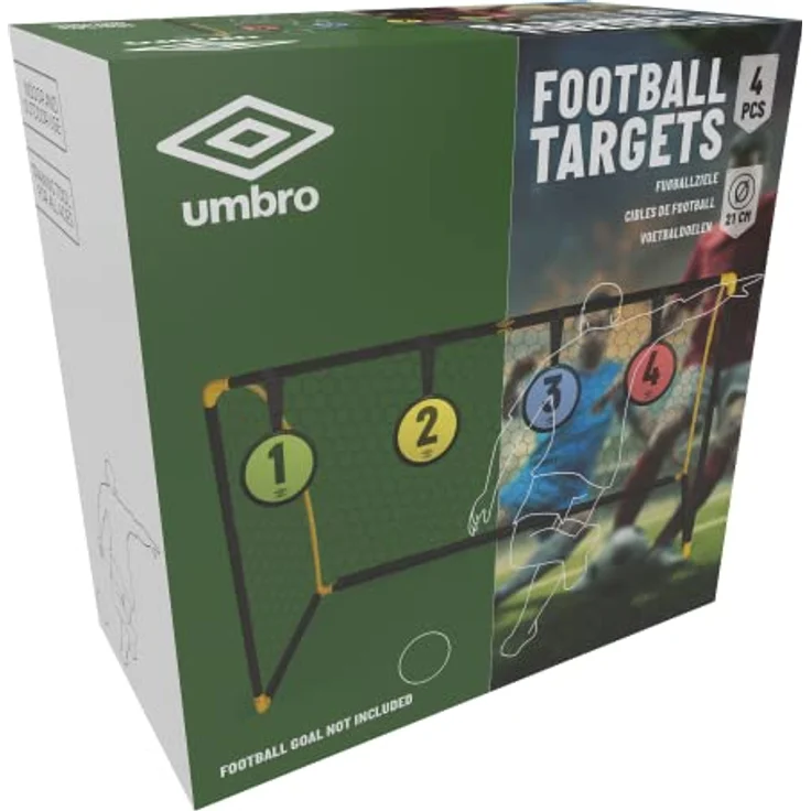 Umbro Fußball Ziele, 4 Scheiben ⌀ 21 cm, zur Verbesserung von Zuggenauigkeit und Reaktionszeit, Grün/Gelb/Blau/Rot – Bild 3
