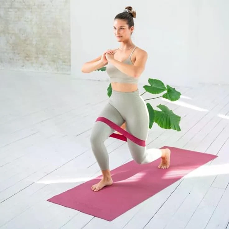 NEOLYMP Pilates Fitnessbänder, Silikon Resistance Bands 3er Set mit 3 Widerstandsstufen 9/14/18 kg, rutschfestes Gymnastikband für Pilates, Yoga & Bauch Beine Po (Berry) – Bild 3
