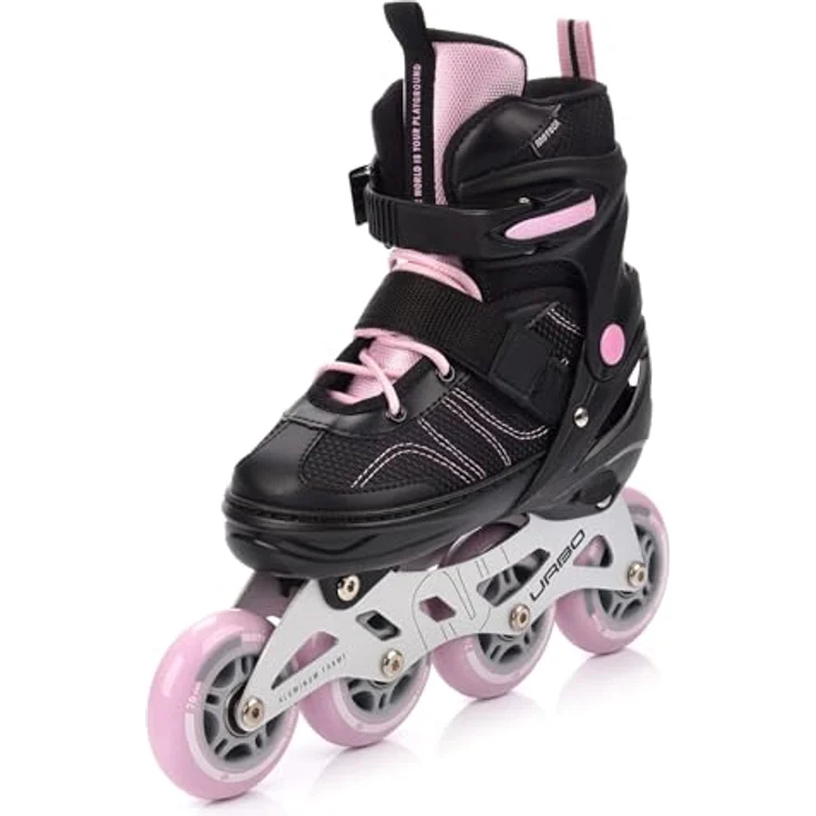 Meteor Urbo Verstellbare Inlineskates – Komfort und Stabilität mit ABEC-9 Lagern – Schwarz/Rosa, Größe M 34-37 – Bild 1