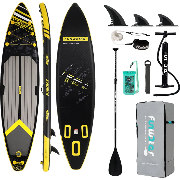 Bestway Paddleboard 350x84x15 cm, Stand Up Paddle mit Zubehör, schwarz und gelb
