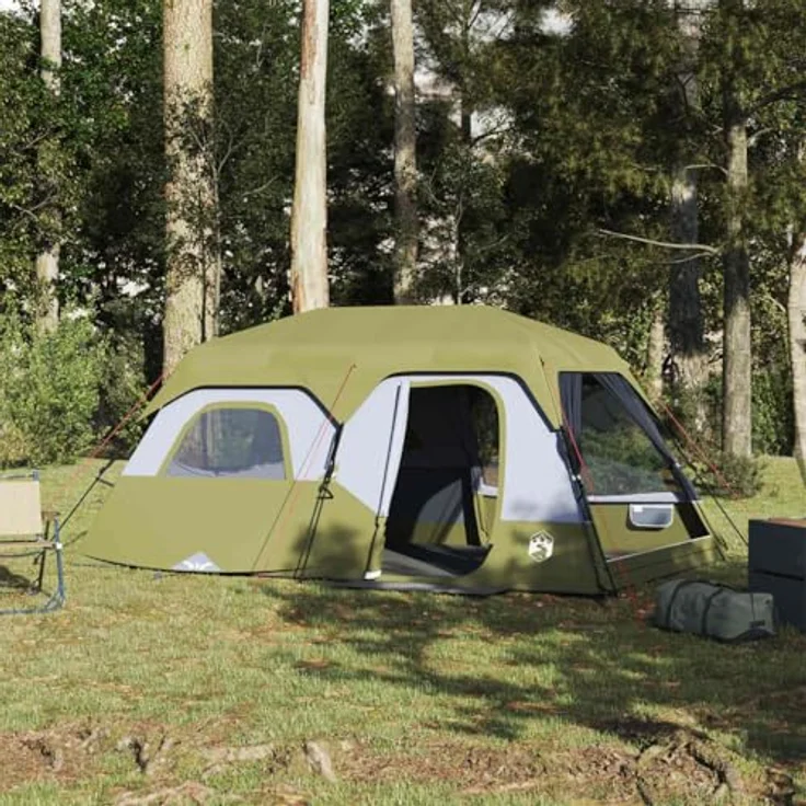 vidaXL Familienzelt 9 Personen, Wasserdichtes Campingzelt mit Quick-Release-System und Insektenschutz, Blau – Bild 2