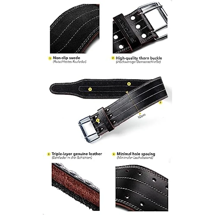 Fitgriff® Gewichthebergürtel aus Leder - Powerlifting Gürtel für Bodybuilding, Krafttraining, Gewichtheben - Leather Weightlifting Belt - für Damen und Herren (XX-Large) – Bild 3