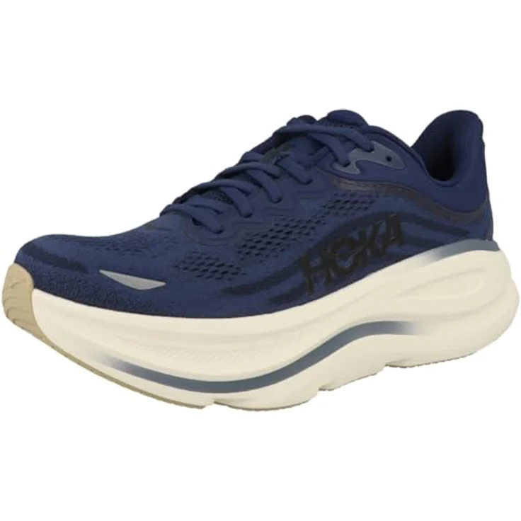 Hoka Bondi 9, Leichte Laufschuhe mit atmungsaktivem Mesh, stabilisierender Fersenkappe und 5 mm Sprenung, Blau, Gr. 48 – Bild 4