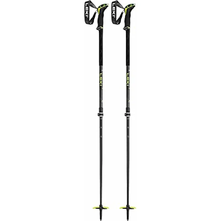 LEKI Guide 2 Skistöcke, verstellbar aus Aluminium, für Skitouren, Black-Neonyellow-dk Anthracite, 110-150 cm, Gewicht 281 g pro Paar
