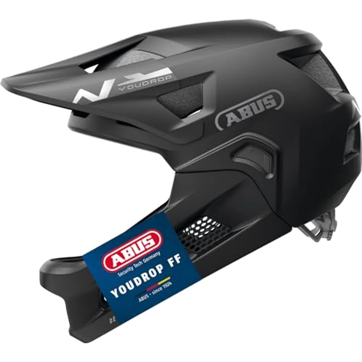 ABUS YouDrop FF, Fullface-Helm für MTB, Skatepark und Downhill, Schwarz, Größe S, mit abnehmbarem Kinnbügel und Zoom Ace Verstellsystem – Bild 1