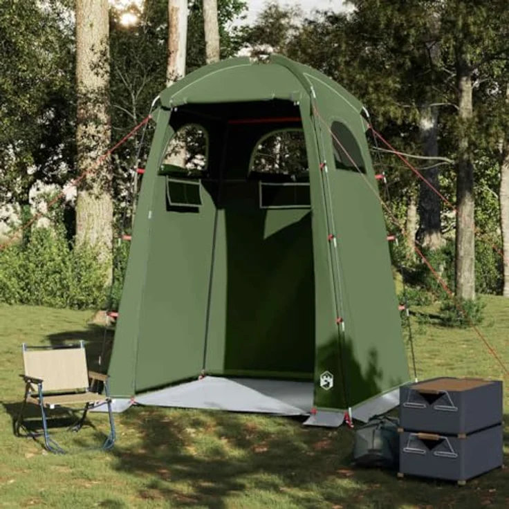 vidaXL Duschzelt Olivgrün, Wasserfestes Multifunktionszelt für Camping und Garten, mit einfachem Zugang und schnellem Auf- und Abbau – Bild 2