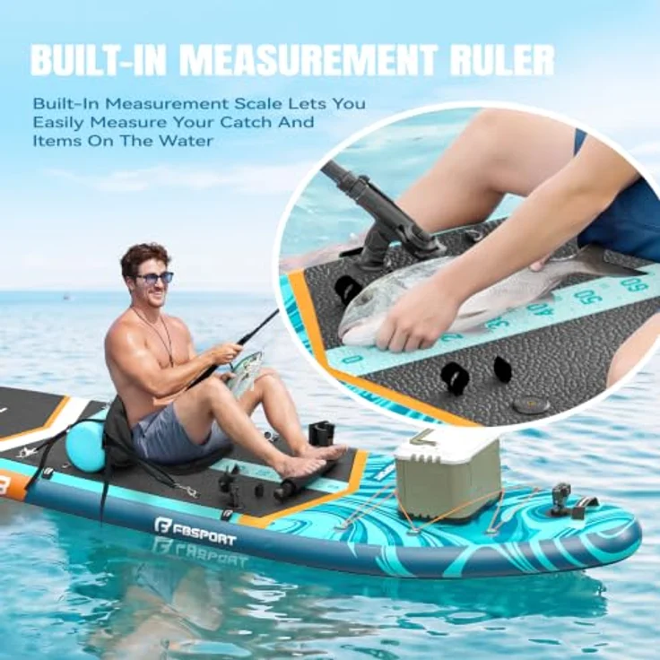 FBSPORT Aufblasbares SUP Board, Stand Up Paddling Board, 15CM dick, inkl. verstellbarem Aluminium SUP Paddel und Pumpe, Blau Orange – Bild 4