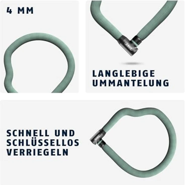 Abus Goose Lock, Veloschloss (110 cm) mit 4 mm Stahlkette, formstabil und flexibel, in verschiedenen Farben erhältlich – Bild 4