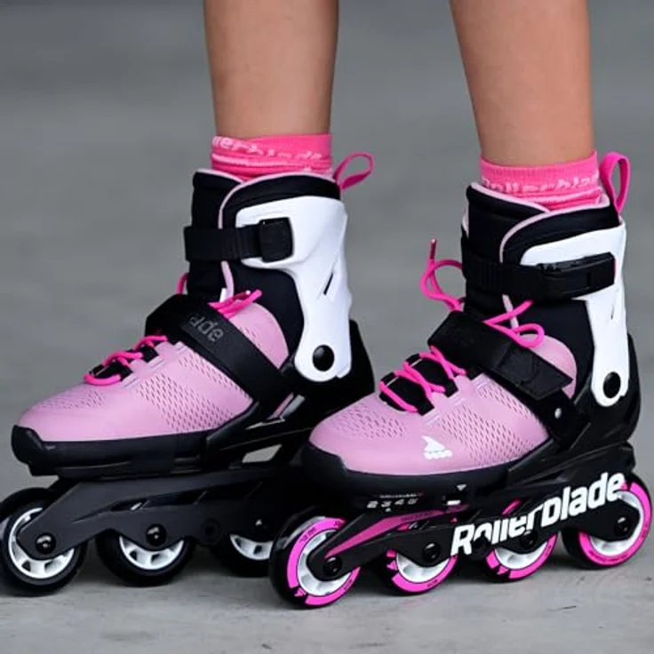 Rollerblade Microblade Rosa/Bianco 23, Verstellbare Rollschuhe für Kinder mit Junior Fit Liner – Bild 5