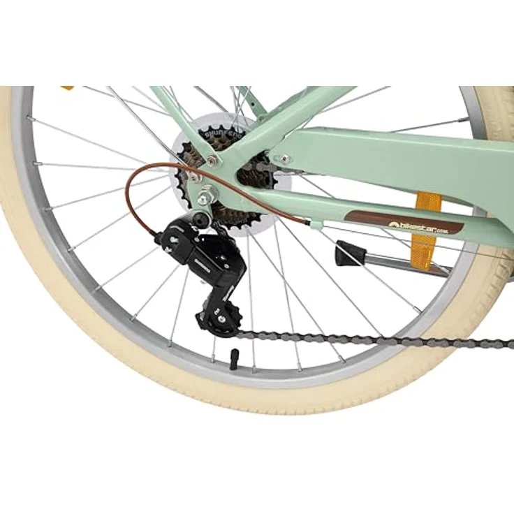 BIKESTAR Alu Kinderfahrrad 24 Zoll, City Retro Bike für 9-10 Jahre, 7 Gänge, V-Bremse, mit Korb, Mint, ergonomisch und leichtgängig – Bild 4