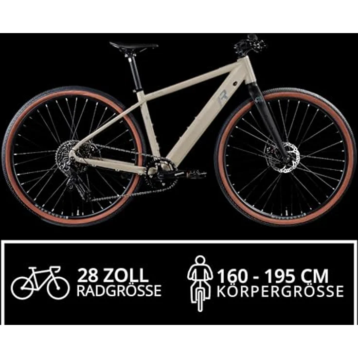 Remington S100 E-Bike Gravelbike 28 Zoll Pedelec mit 360 Wh Akku, 10-Gang Shimano Schaltung, beige, 44 cm – Bild 2