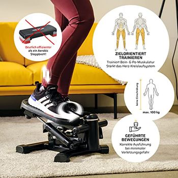 SportPlus 2 in 1 Mini Stepper mit patentierter Umschalttechnik Swing Stepper und Auf und Ab Stepper in einem Gerat bis 100kg verschleiBfreie Hydraulik Zylinder Tests Infos Preisvergleich