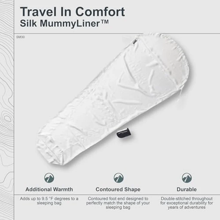 Cocoon MummyLiner Schlafsack, 241 cm, extrem leicht, aus hochwertiger Seide, hautfreundlich, temperaturausgleichend – Bild 2