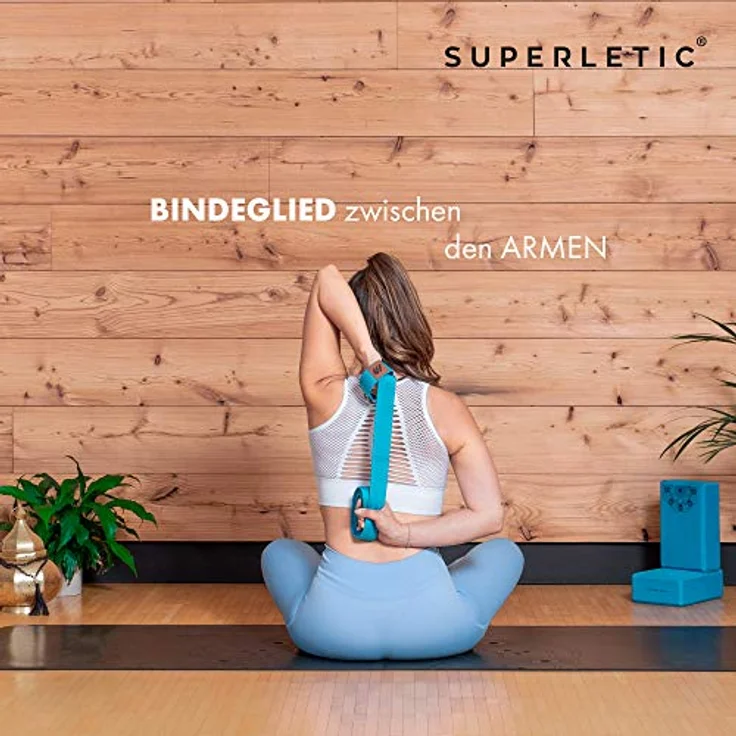 SUPERLETIC® Yogagurt, 250 cm Yoga Zubehör aus 100% Baumwolle mit Einstellbarer D-Ring-Schnalle und Elastischem Band – Bild 5