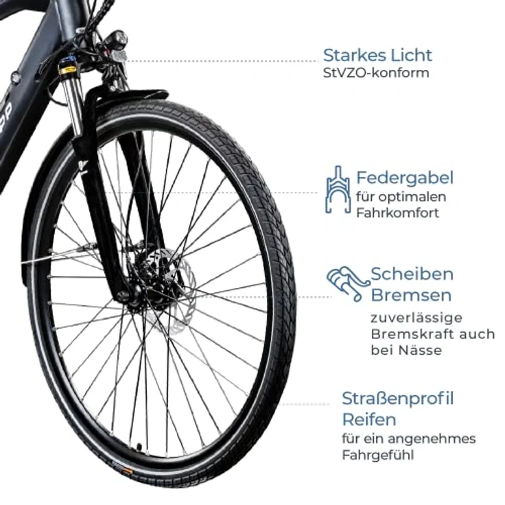 ZÜNDAPP Z810 Ebike Herren 28 Zoll Trekkingfahrrad | E-Bike mit 24 Gängen und hydraulischen Scheibenbremsen, schwarz, 52 cm – Bild 3