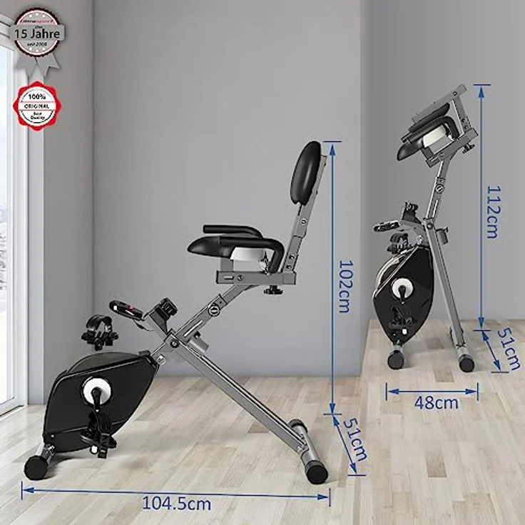 Ultrasport Senioren Liegeheimtrainer , Liege-Heimtrainer mit niedriger Einstiegshöhe, acht Schwierigkeitsstufen, Trainingscomputer, bequeme Polsterung – Bild 2