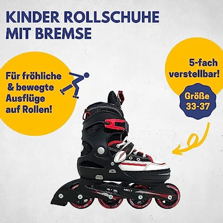 Best Sporting Inline Skates Kinder, größenverstellbare und robuste Inliner mit Bremse, 4 Rollen, für Jugendliche – Bild 2