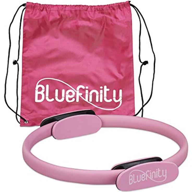 Bluefinity Pilates Ring mit Übungen, Doppelgriff, gepolstert, Widerstandsring Yoga, Fiberglas, Fitness Ring Ø 37cm, pink – Bild 1