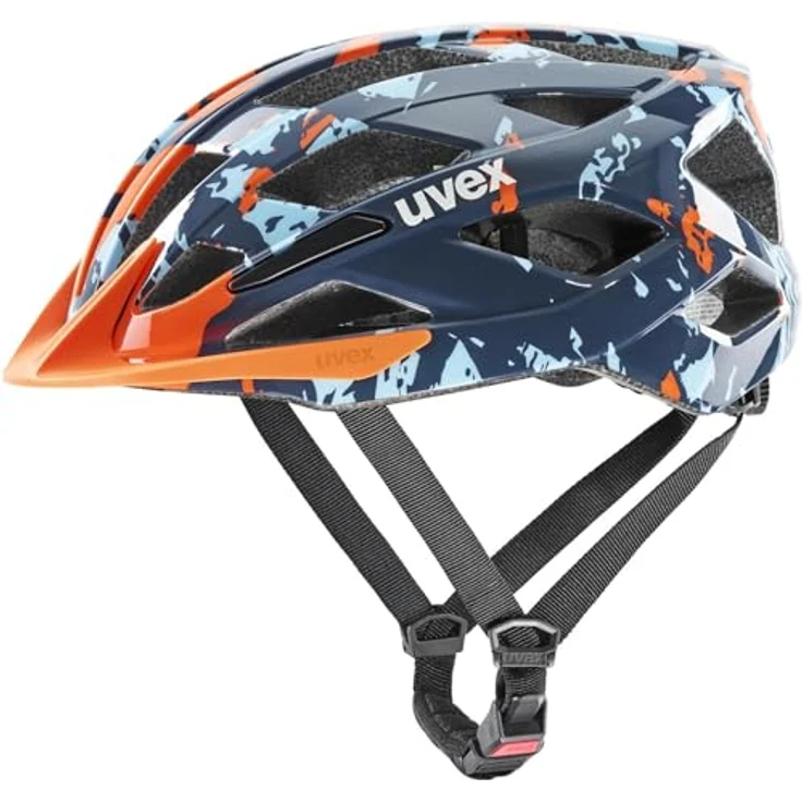 Uvex air Wing 2, leichter Kinderfahrradhelm mit individueller Größenanpassung, erweiterbar mit LED-Licht, Papaya-Bubble Blue, 52-57 cm