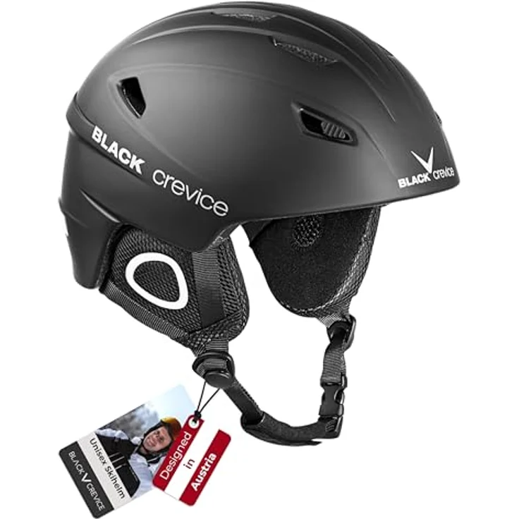 Black Crevice Skihelm Kitzbühel, BCR143764, schwarz, Größe M, leicht, robust, mit antibakteriellem Innenfutter und stufenloser Anpassung – Bild 1