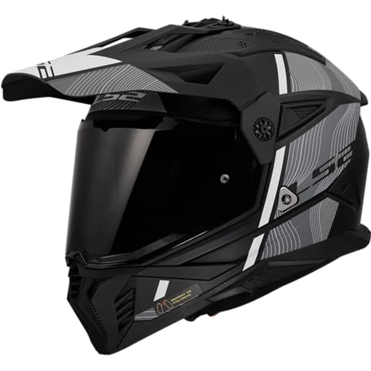 LS2 Enduro-Helm MX702 Pioneer II Hill, KPA Helm mit Notfall-Auslösesystem, verstellbarem Schirm, weiß matt – Bild 1